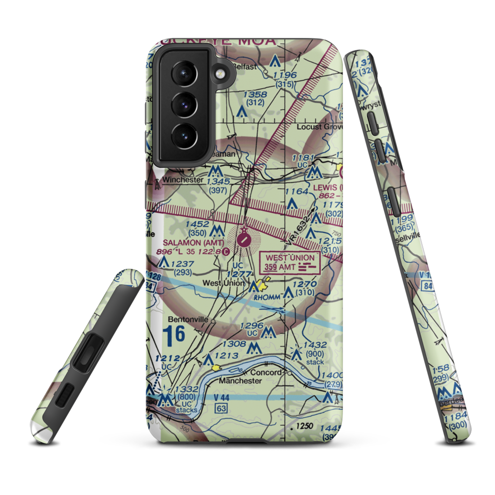 Alexander Salamon Airport (AMT) VFR Sectional Samsung Phone Case Samsung Galaxy S21 Plus model shown