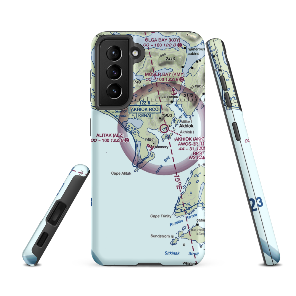 Alitak Seaplane Base (ALZ) VFR Sectional Samsung Phone Case Samsung Galaxy S21 FE model shown