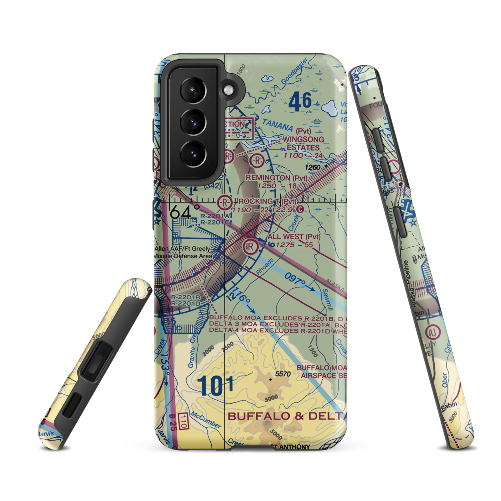 All West Airport (AK77) VFR Sectional Samsung Phone Case Samsung Galaxy S21 Ultra model shown