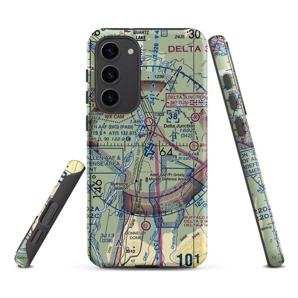 Allen Army Airfield (BIG) VFR Sectional Samsung Phone Case Samsung Galaxy S23 Plus model shown