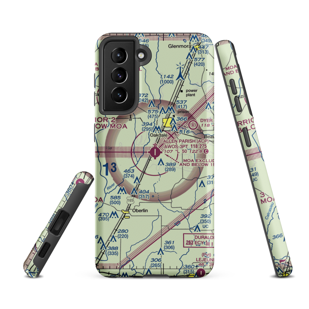 Allen Parish Airport (ACP) VFR Sectional Samsung Phone Case Samsung Galaxy S21 FE model shown