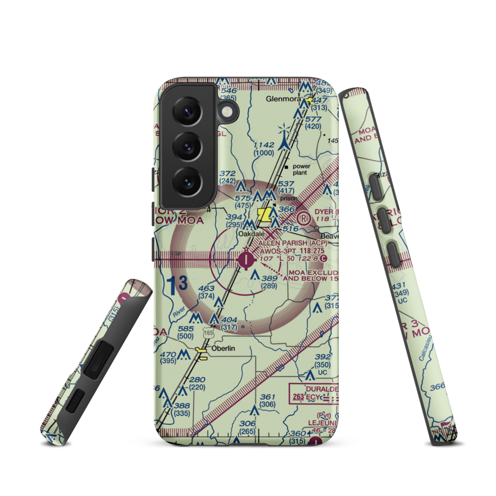 Allen Parish Airport (ACP) VFR Sectional Samsung Phone Case Samsung Galaxy S22 model shown