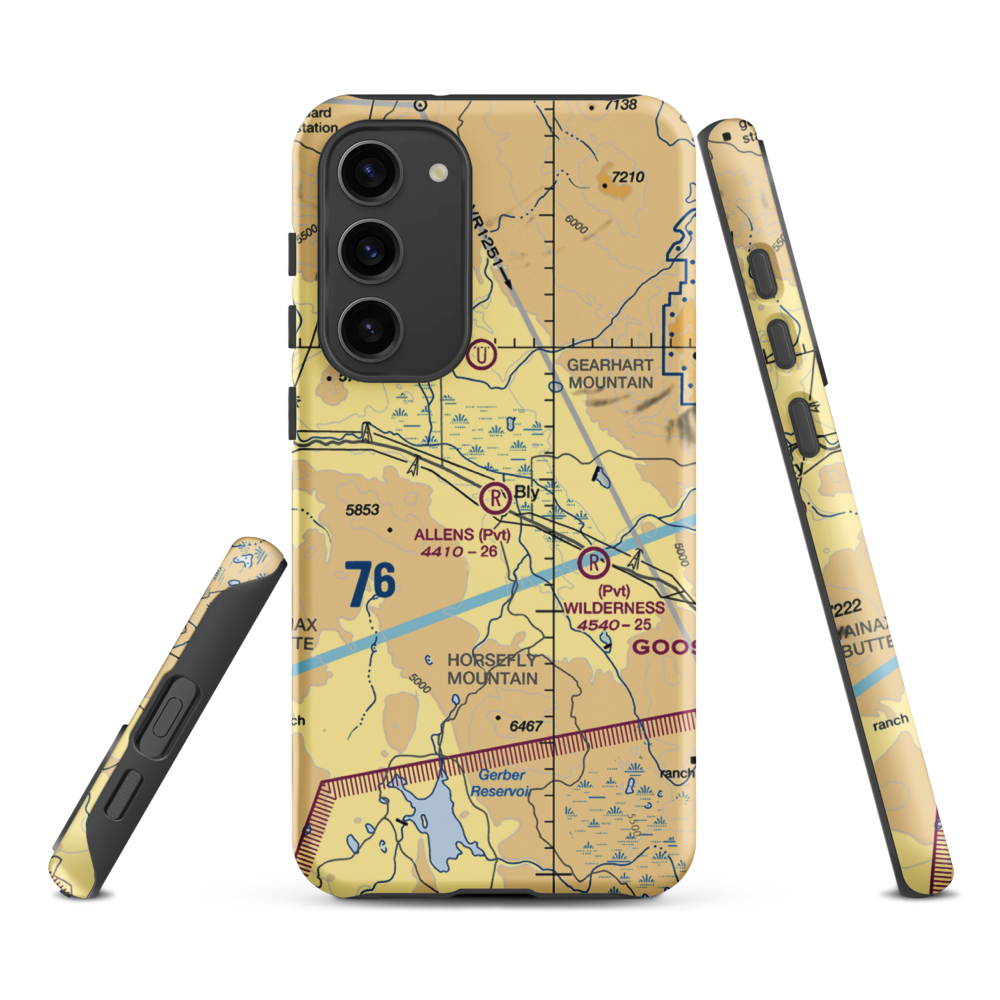 Allen's Airstrip (85OR) VFR Sectional Samsung Phone Case Samsung Galaxy S23 Plus model shown