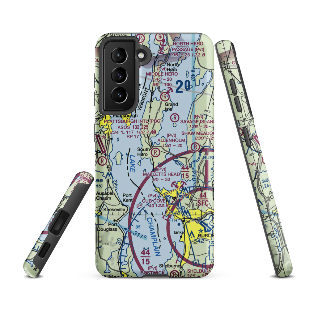 Allenholm Airport (VT26) VFR Sectional Samsung Phone Case Samsung Galaxy S21 FE model shown