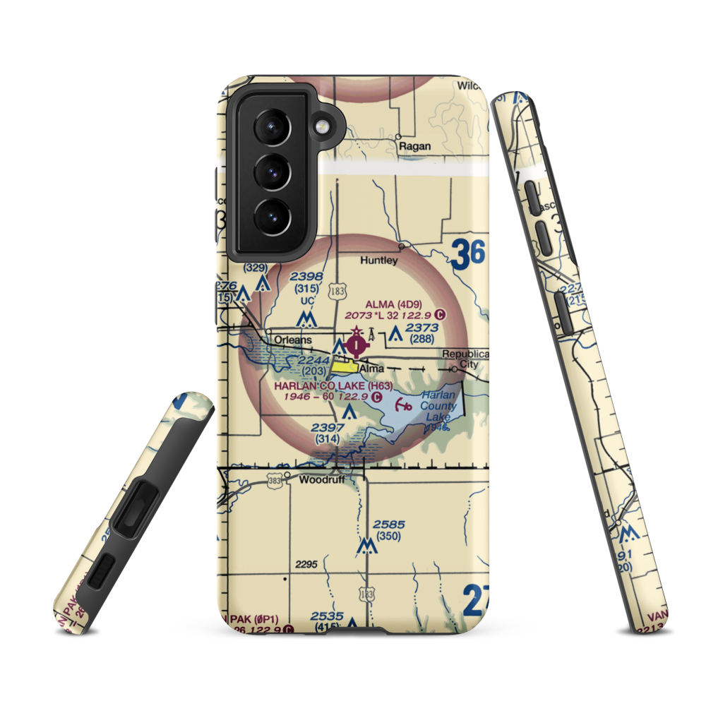 Alma Municipal Airport (4D9) VFR Sectional Samsung Phone Case Samsung Galaxy S21 FE model shown