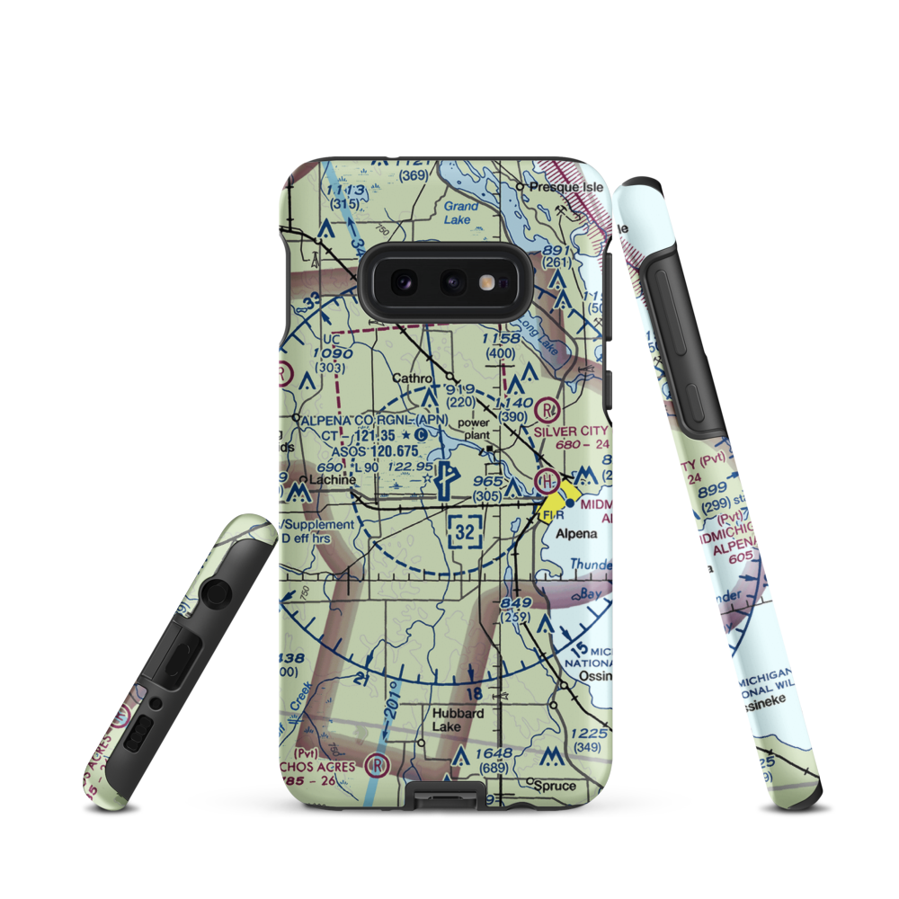 Alpena County Regional Airport (APN) VFR Sectional Samsung Phone Case Samsung Galaxy S10e model shown