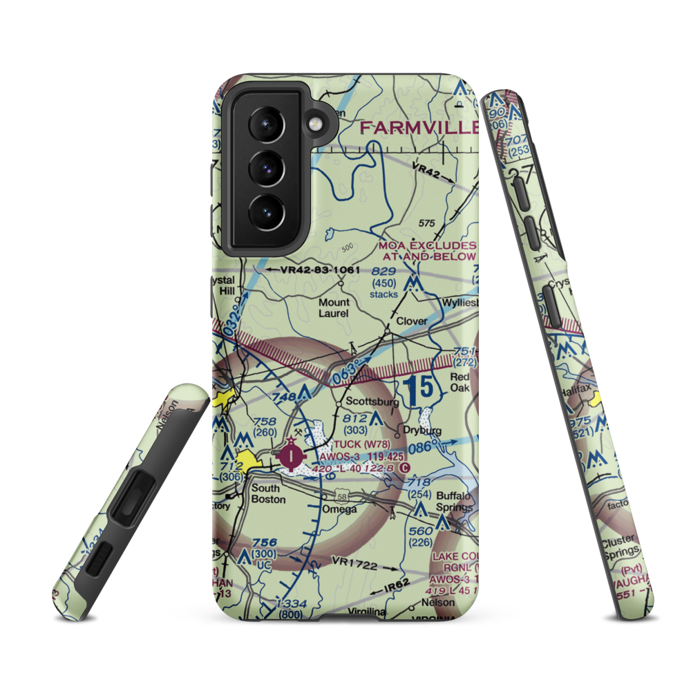 Alpha Hotel Airport (07VA) VFR Sectional Samsung Phone Case Samsung Galaxy S21 FE model shown