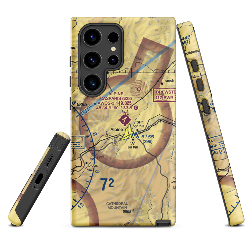 Alpine Casparis Municipal Airport (E38) VFR Sectional Samsung Phone Case Samsung Galaxy S24 Ultra model shown