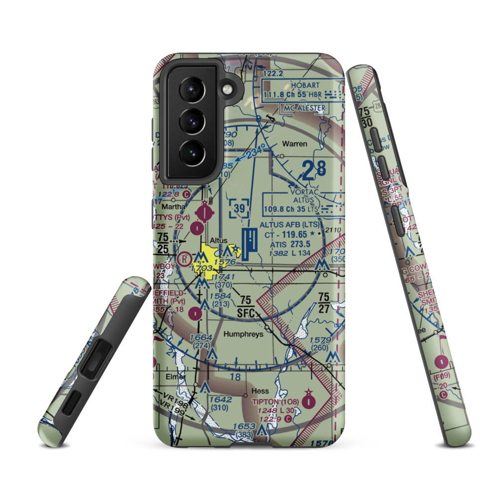 Altus Air Force Base (LTS) VFR Sectional Samsung Phone Case Samsung Galaxy S21 FE model shown