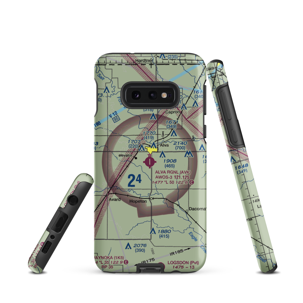 Alva Regional Airport (AVK) VFR Sectional Samsung Phone Case Samsung Galaxy S10 Plus model shown