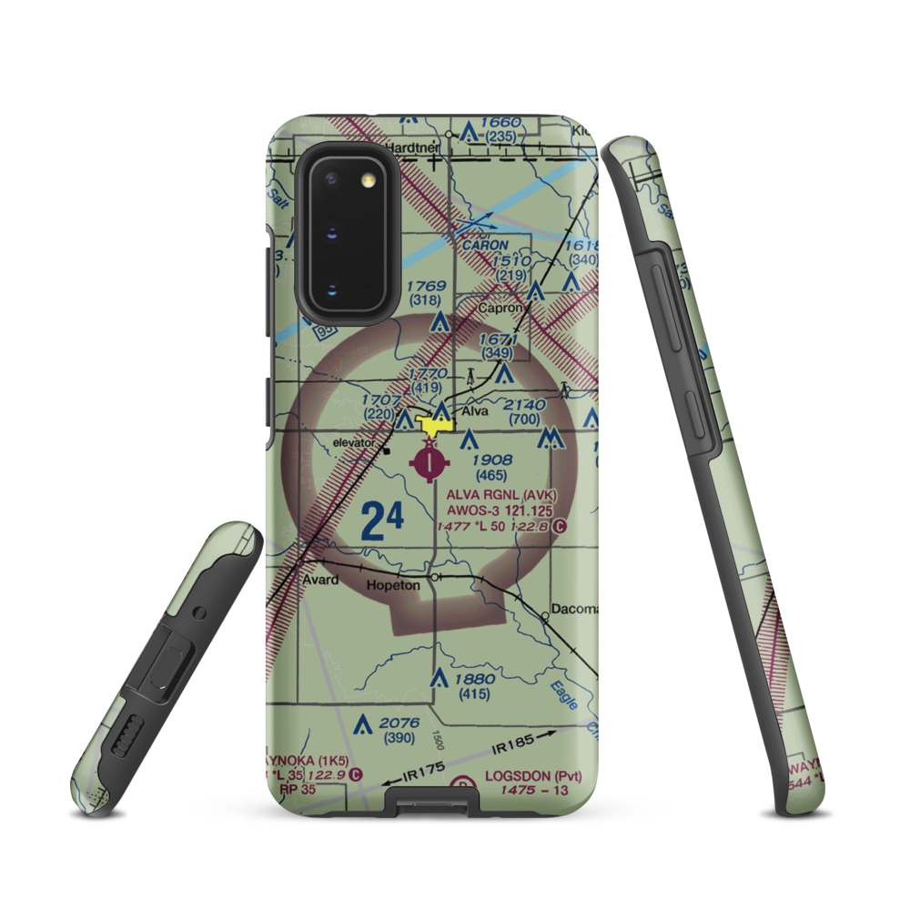 Alva Regional Airport (AVK) VFR Sectional Samsung Phone Case Samsung Galaxy S20 model shown