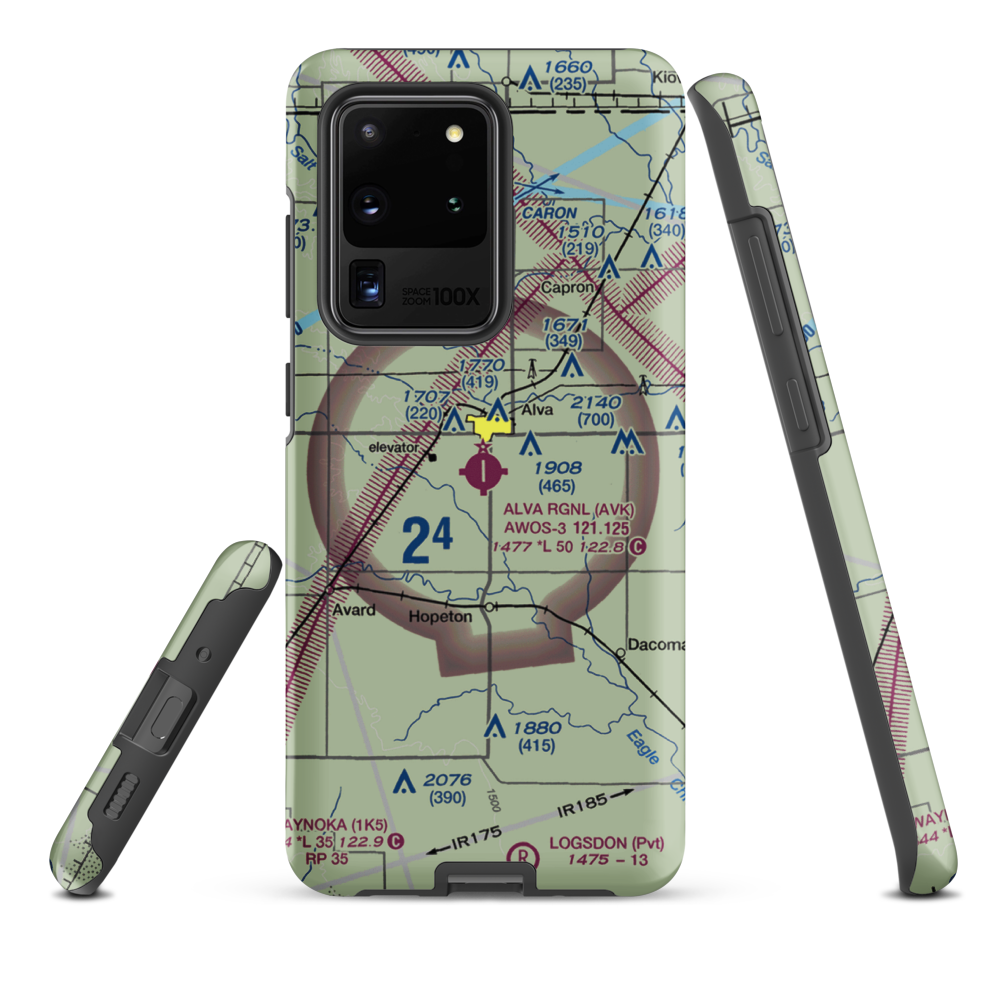 Alva Regional Airport (AVK) VFR Sectional Samsung Phone Case Samsung Galaxy S20 Ultra model shown