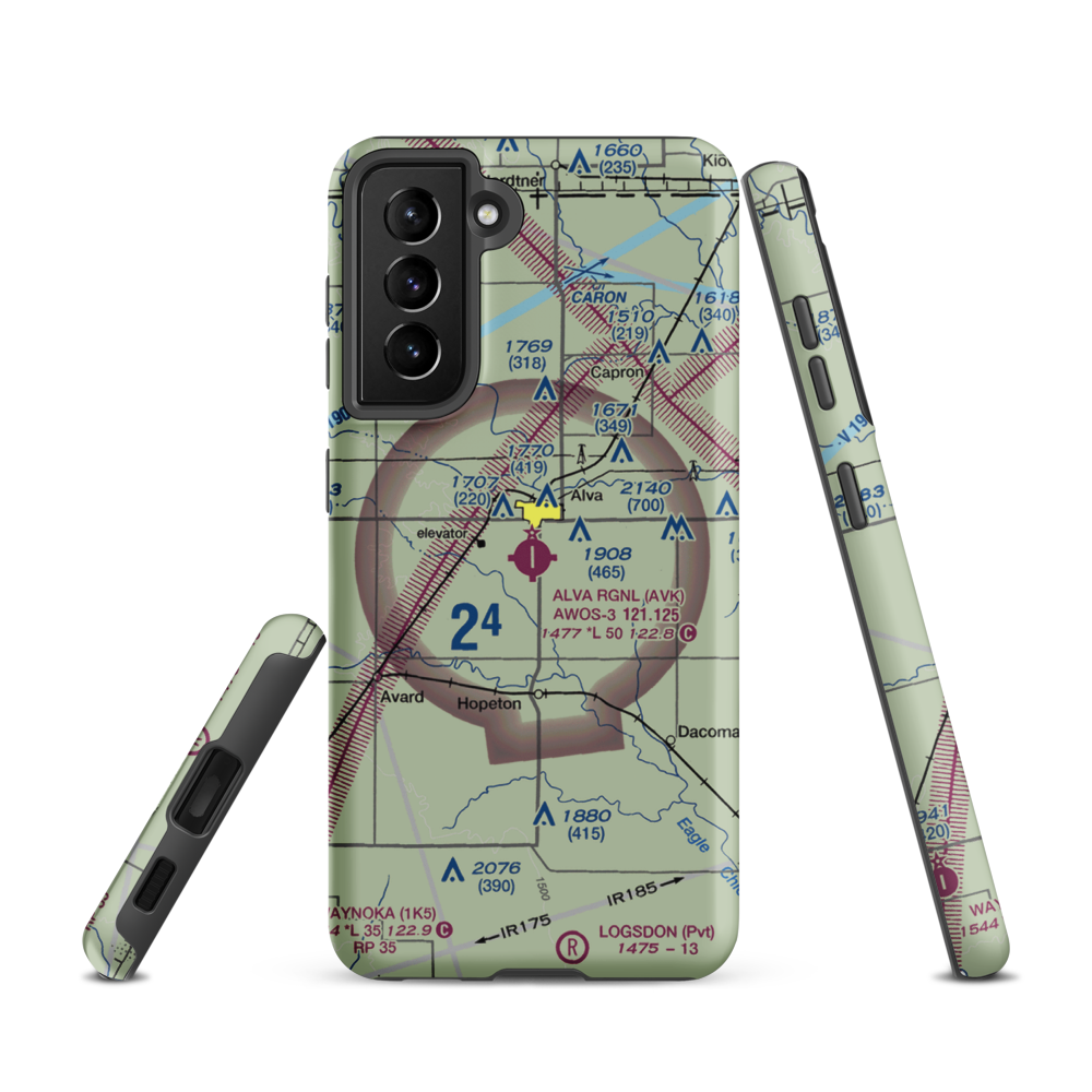 Alva Regional Airport (AVK) VFR Sectional Samsung Phone Case Samsung Galaxy S21 model shown