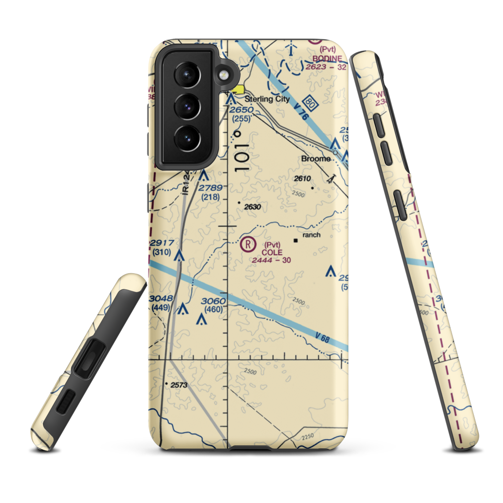 Alvie Cole Ranch Airport (64F) VFR Sectional Samsung Phone Case Samsung Galaxy S21 FE model shown