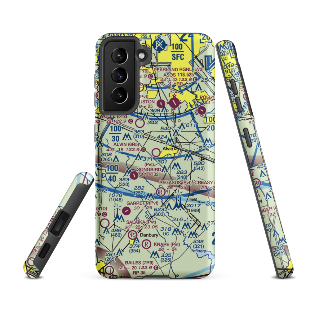 Alvin Airpark (6R5) VFR Sectional Samsung Phone Case Samsung Galaxy S21 FE model shown