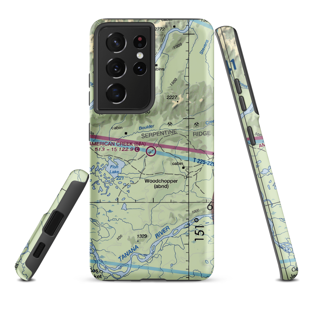 American Creek Airport (80A) VFR Sectional Samsung Phone Case Samsung Galaxy S21 Ultra model shown