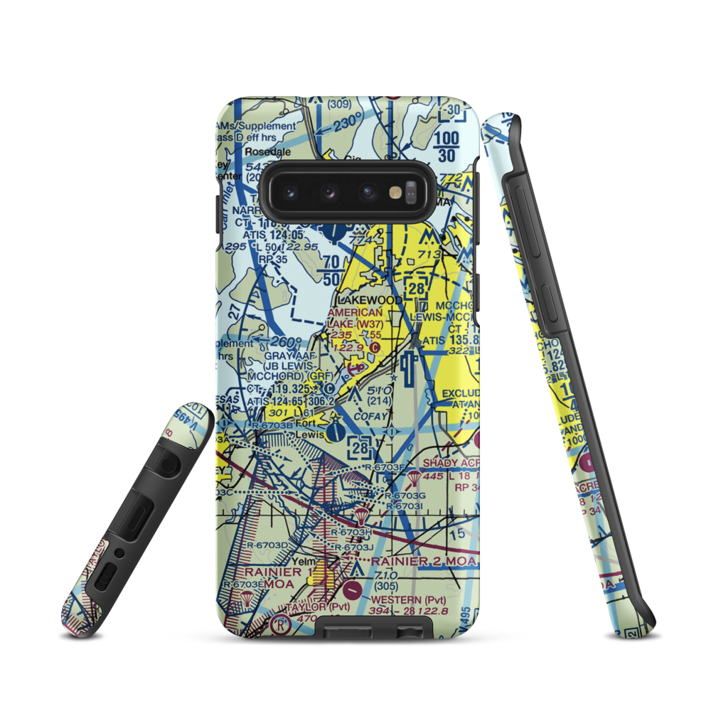 American Lake Seaplane Base (W37) VFR Sectional Samsung Phone Case Samsung Galaxy S10 model shown