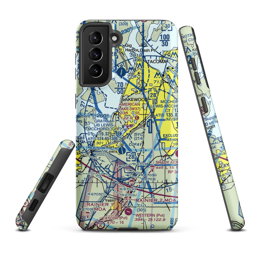 American Lake Seaplane Base (W37) VFR Sectional Samsung Phone Case Samsung Galaxy S21 FE model shown