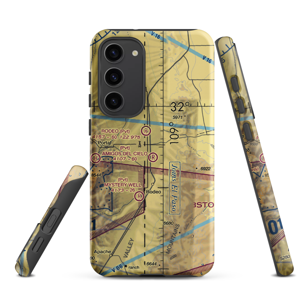 Amigos Del Cielo Airport (NM90) VFR Sectional Samsung Phone Case Samsung Galaxy S23 Plus model shown
