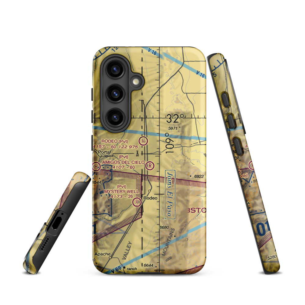 Amigos Del Cielo Airport (NM90) VFR Sectional Samsung Phone Case Samsung Galaxy S24 model shown