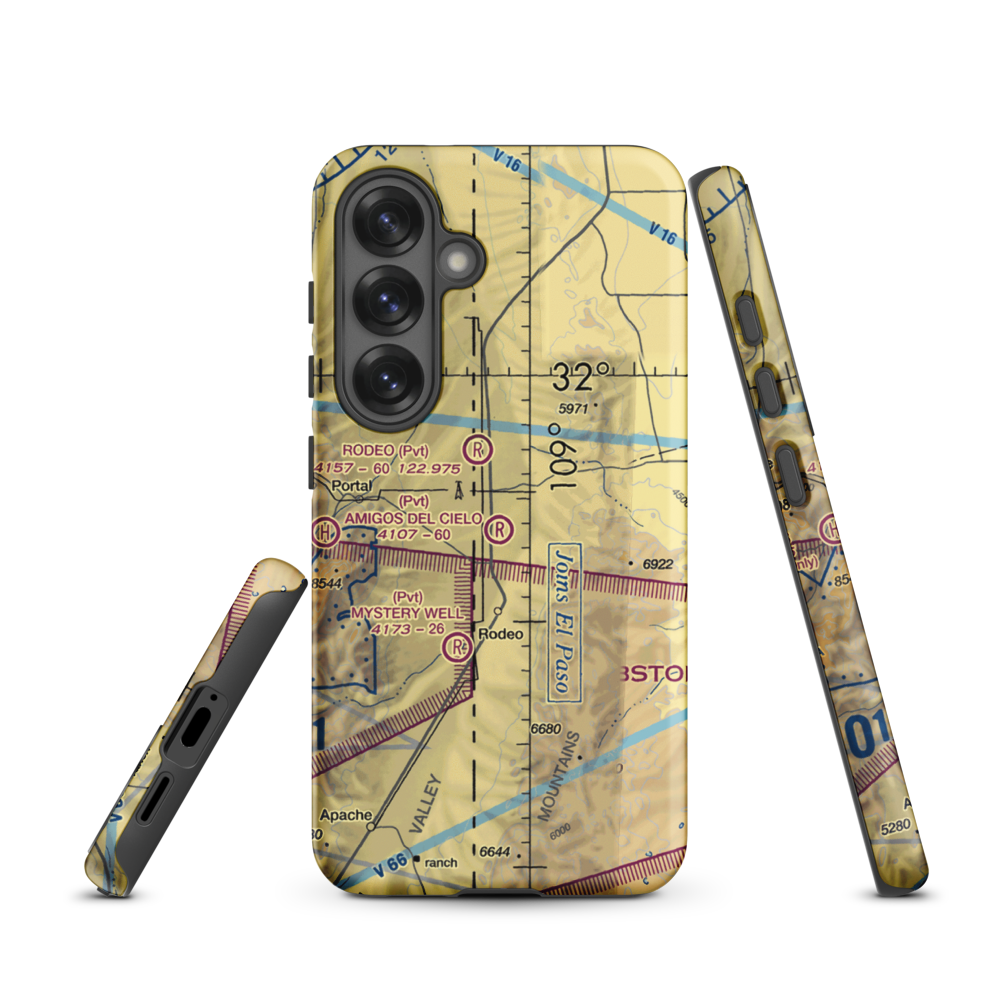 Amigos Del Cielo Airport (NM90) VFR Sectional Samsung Phone Case Samsung Galaxy S25 model shown