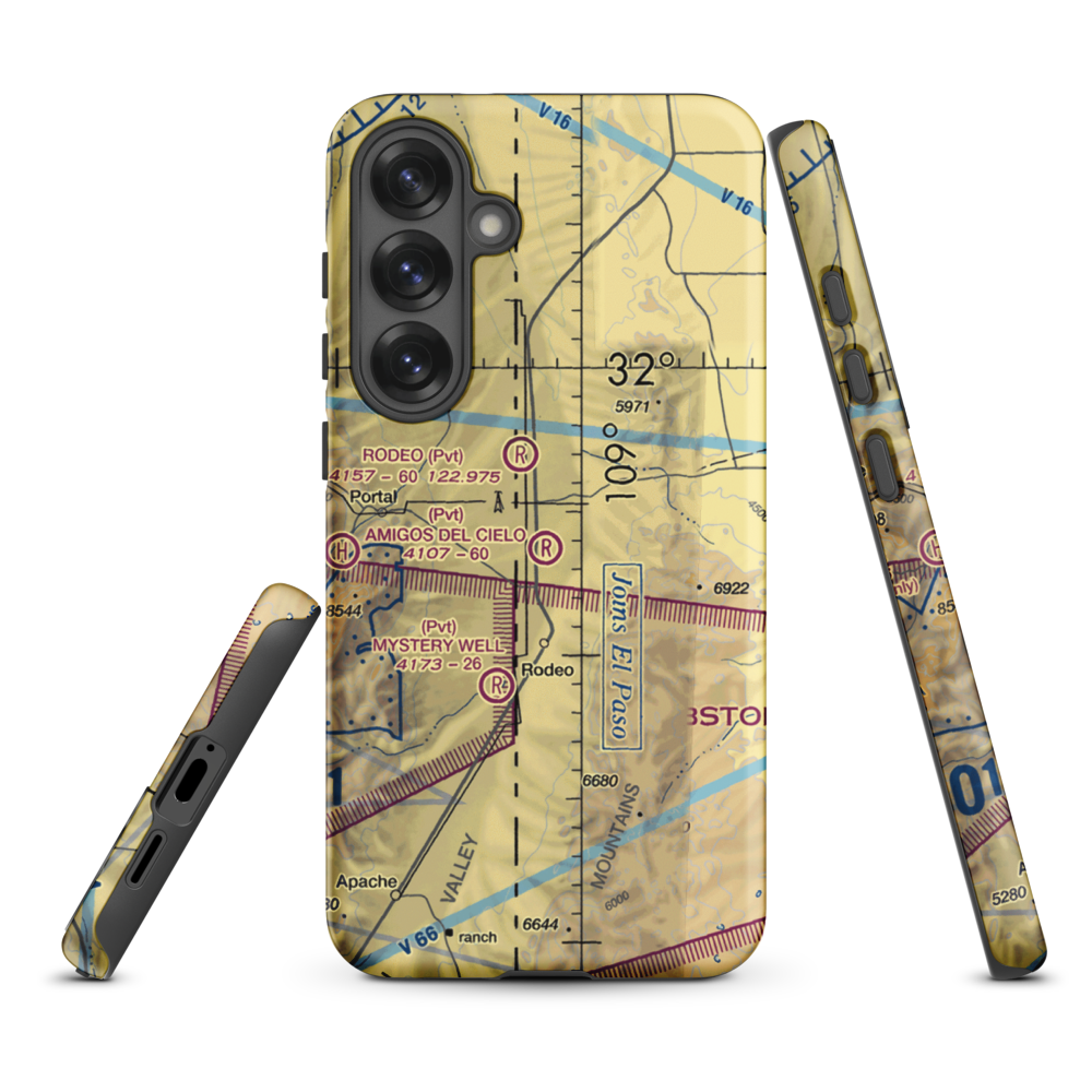 Amigos Del Cielo Airport (NM90) VFR Sectional Samsung Phone Case Samsung Galaxy S25 Plus model shown