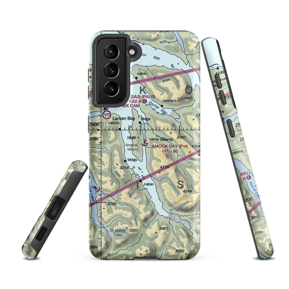 Amook Bay Seaplane Base (AK81) VFR Sectional Samsung Phone Case Samsung Galaxy S21 Ultra model shown