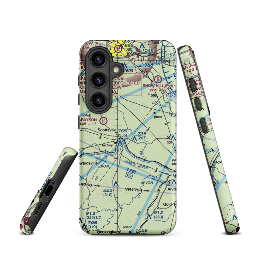 Anderson Airport (99VA) VFR Sectional Samsung Phone Case Samsung Galaxy S24 model shown