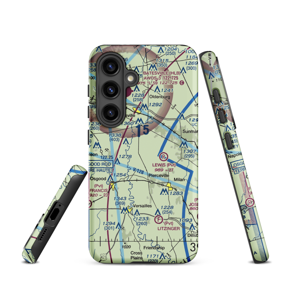 Anderson Airport (II72) VFR Sectional Samsung Phone Case Samsung Galaxy S24 model shown