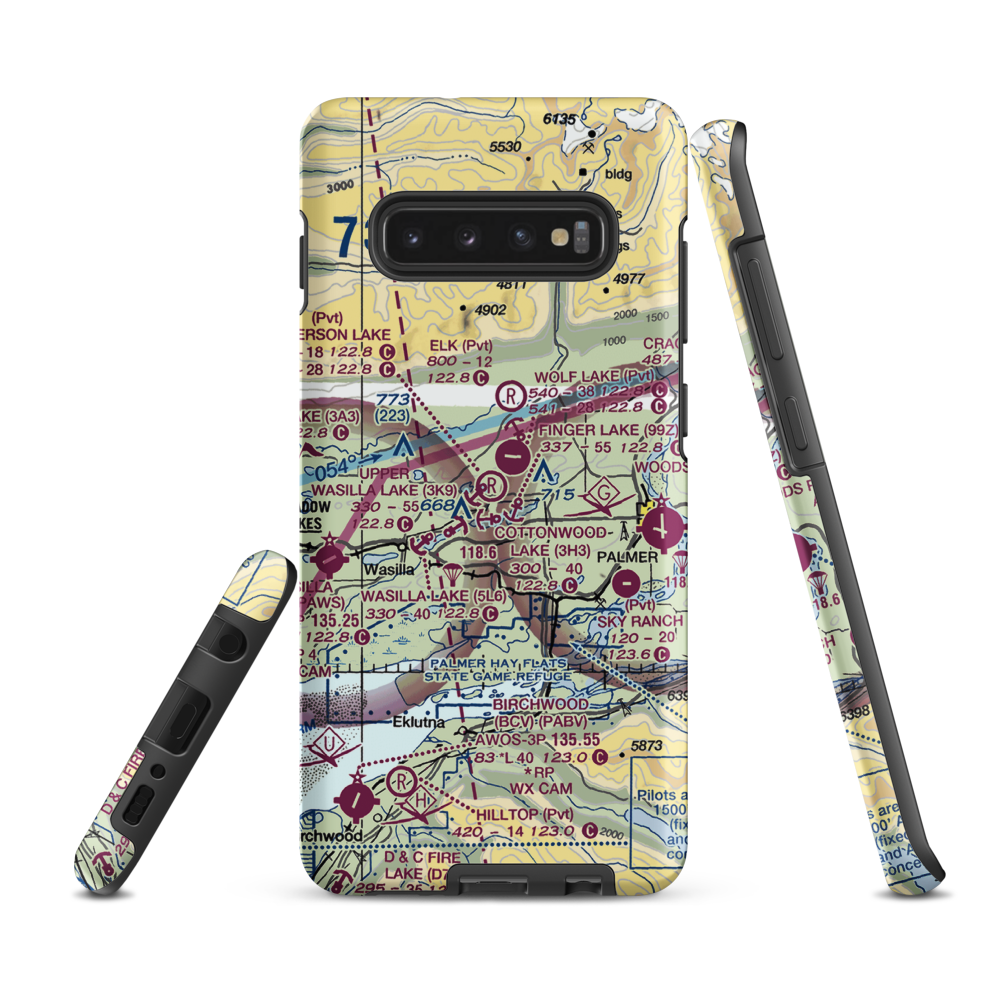 Anderson Lake Airport (0AK1) VFR Sectional Samsung Phone Case Samsung Galaxy S10 Plus model shown