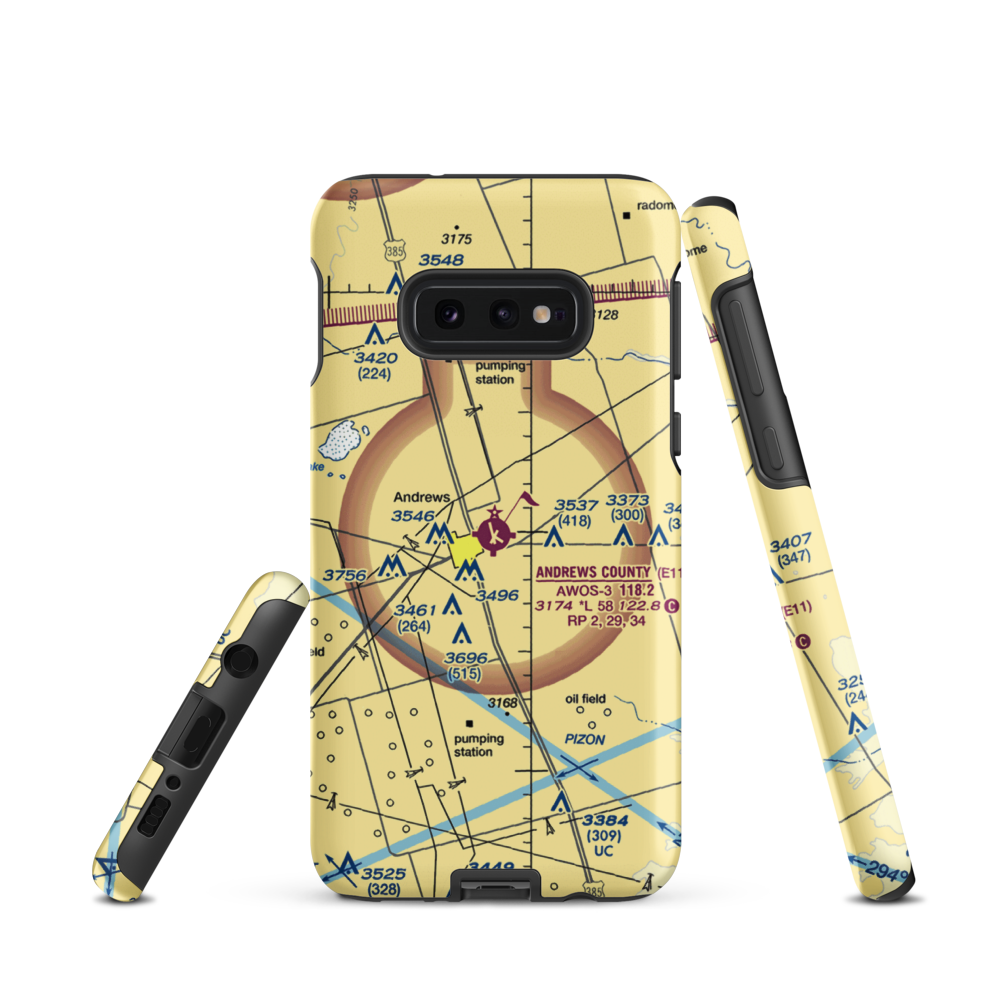 Andrews County Airport (E11) VFR Sectional Samsung Phone Case Samsung Galaxy S10e model shown