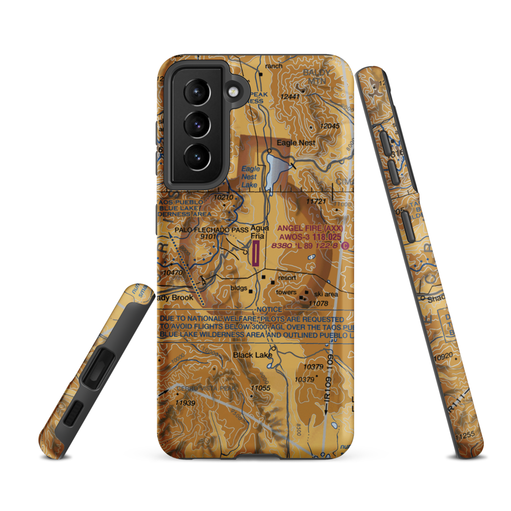 Angel Fire Airport (AXX) VFR Sectional Samsung Phone Case Samsung Galaxy S21 FE model shown