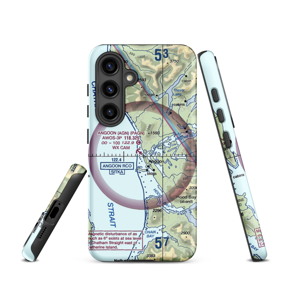 Angoon Seaplane Base (AGN) VFR Sectional Samsung Phone Case Samsung Galaxy S24 model shown