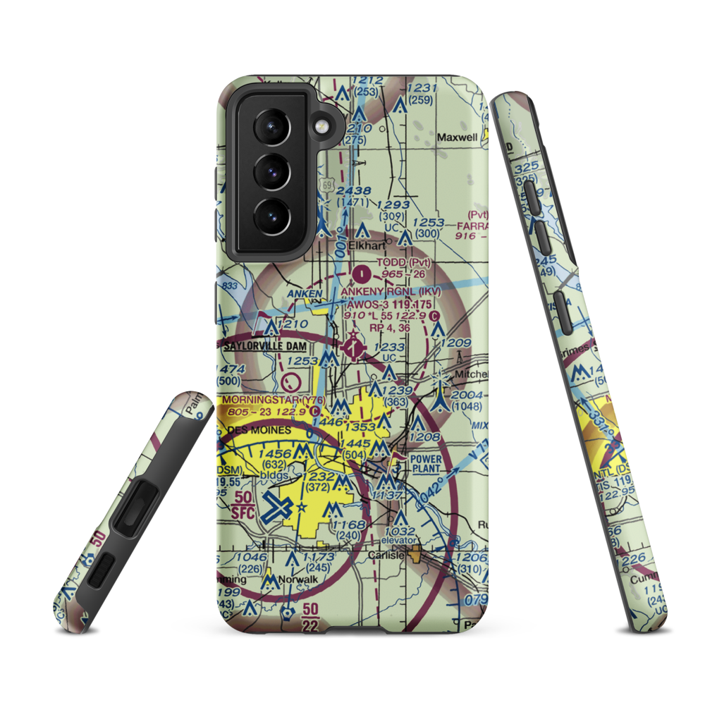 Ankeny Regional Airport (IKV) VFR Sectional Samsung Phone Case Samsung Galaxy S21 FE model shown