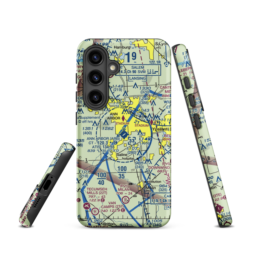 Ann Arbor Municipal Airport (ARB) VFR Sectional Samsung Phone Case Samsung Galaxy S24 model shown