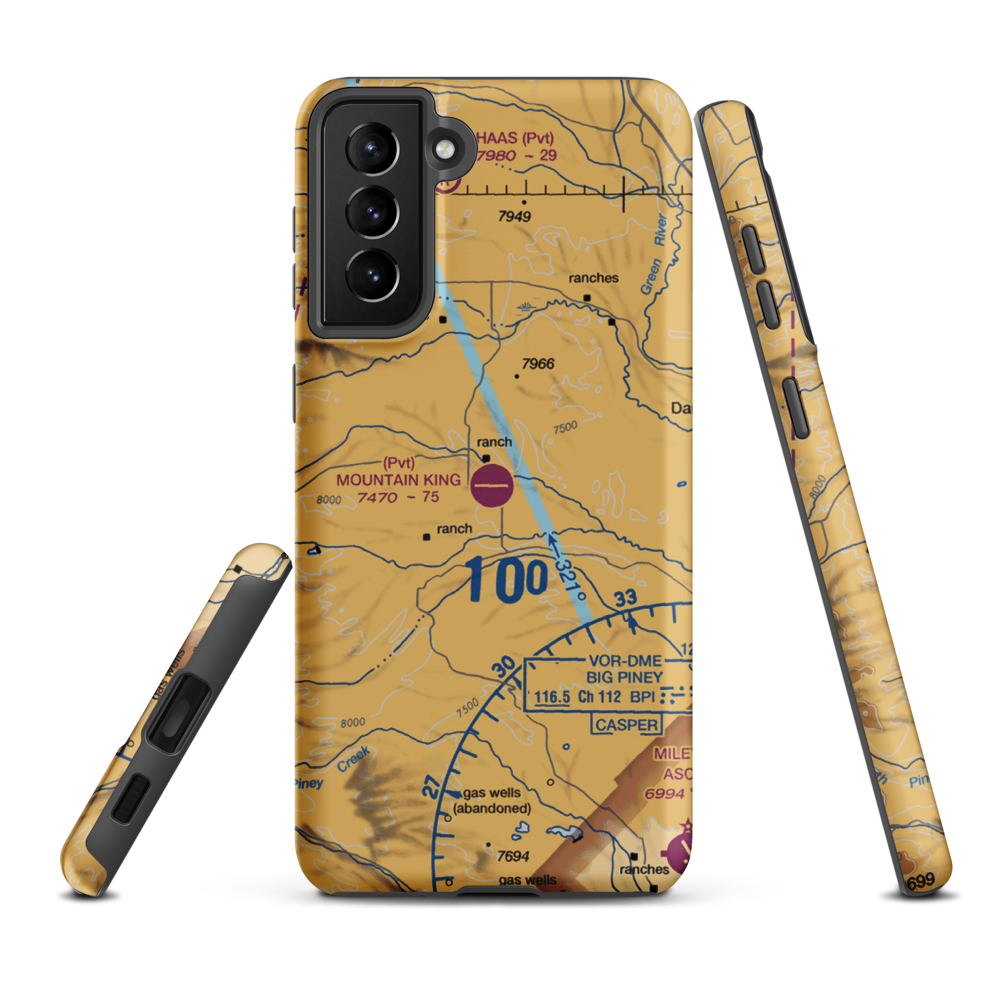 Antelope Run Ranch Airport (WY33) VFR Sectional Samsung Phone Case Samsung Galaxy S21 Plus model shown