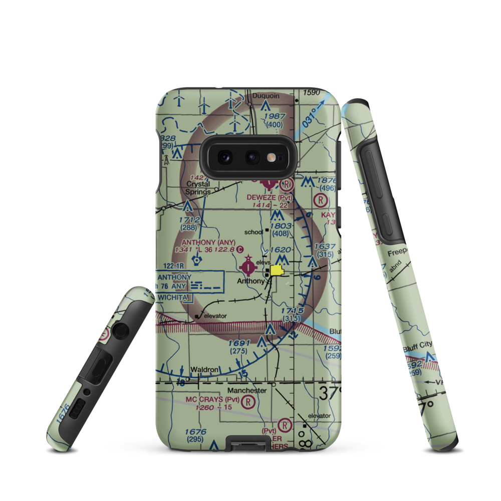 Anthony Municipal Airport (ANY) VFR Sectional Samsung Phone Case Samsung Galaxy S10 Plus model shown