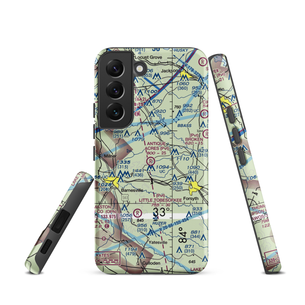 Antique Acres Airport (GA59) VFR Sectional Samsung Phone Case Samsung Galaxy S22 model shown