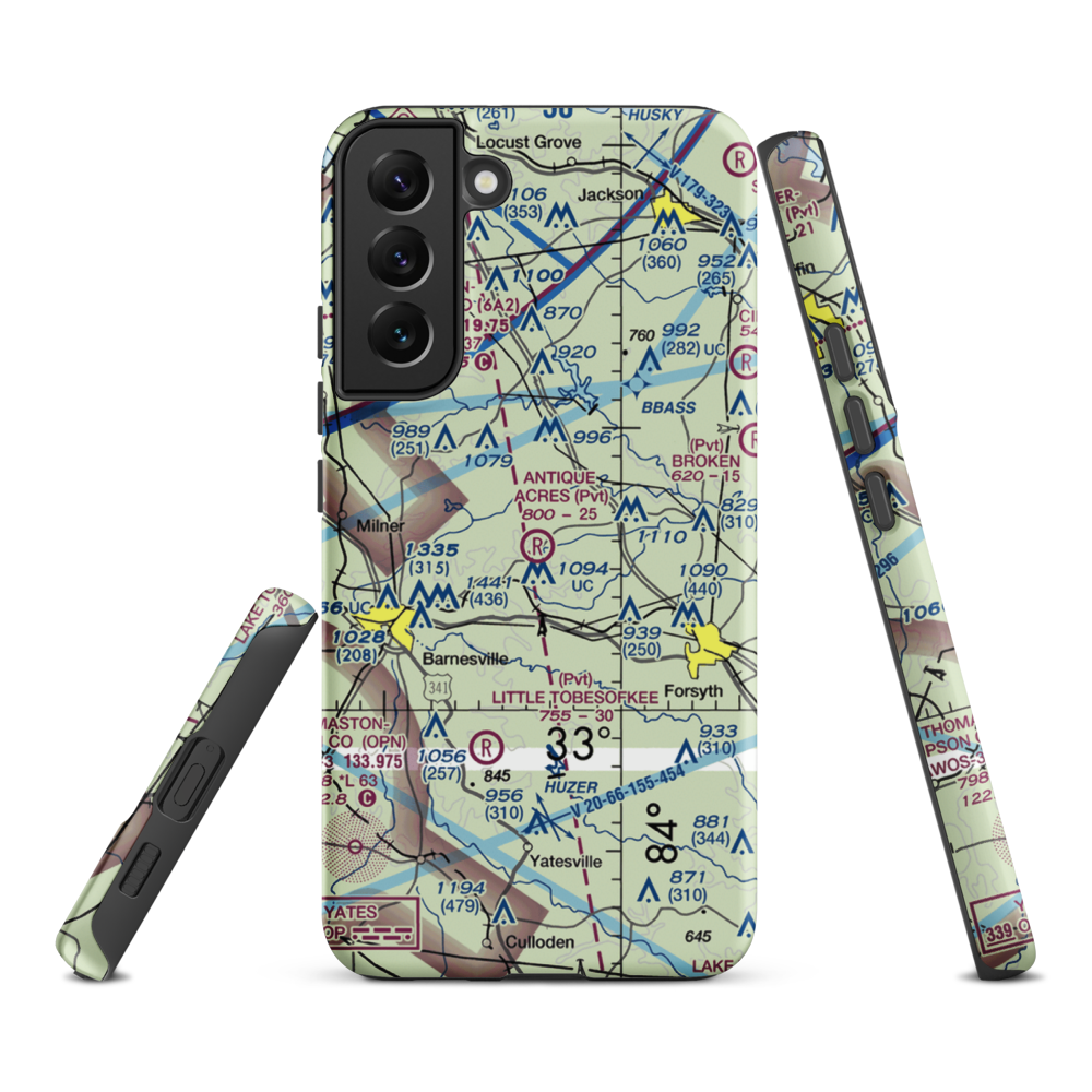 Antique Acres Airport (GA59) VFR Sectional Samsung Phone Case Samsung Galaxy S22 Plus model shown