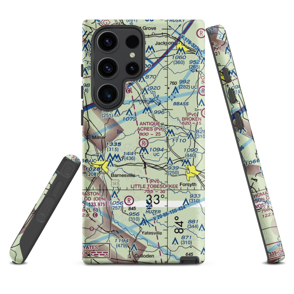 Antique Acres Airport (GA59) VFR Sectional Samsung Phone Case Samsung Galaxy S23 Ultra model shown