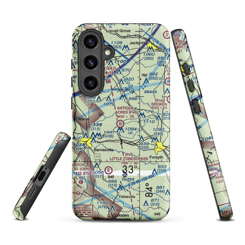 Antique Acres Airport (GA59) VFR Sectional Samsung Phone Case Samsung Galaxy S24 Plus model shown