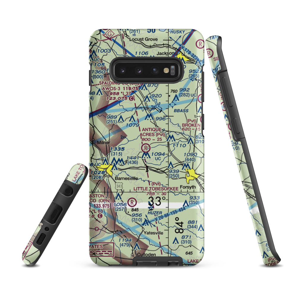 Antique Acres Airport (GA59) VFR Sectional Samsung Phone Case Samsung Galaxy S10 Plus model shown
