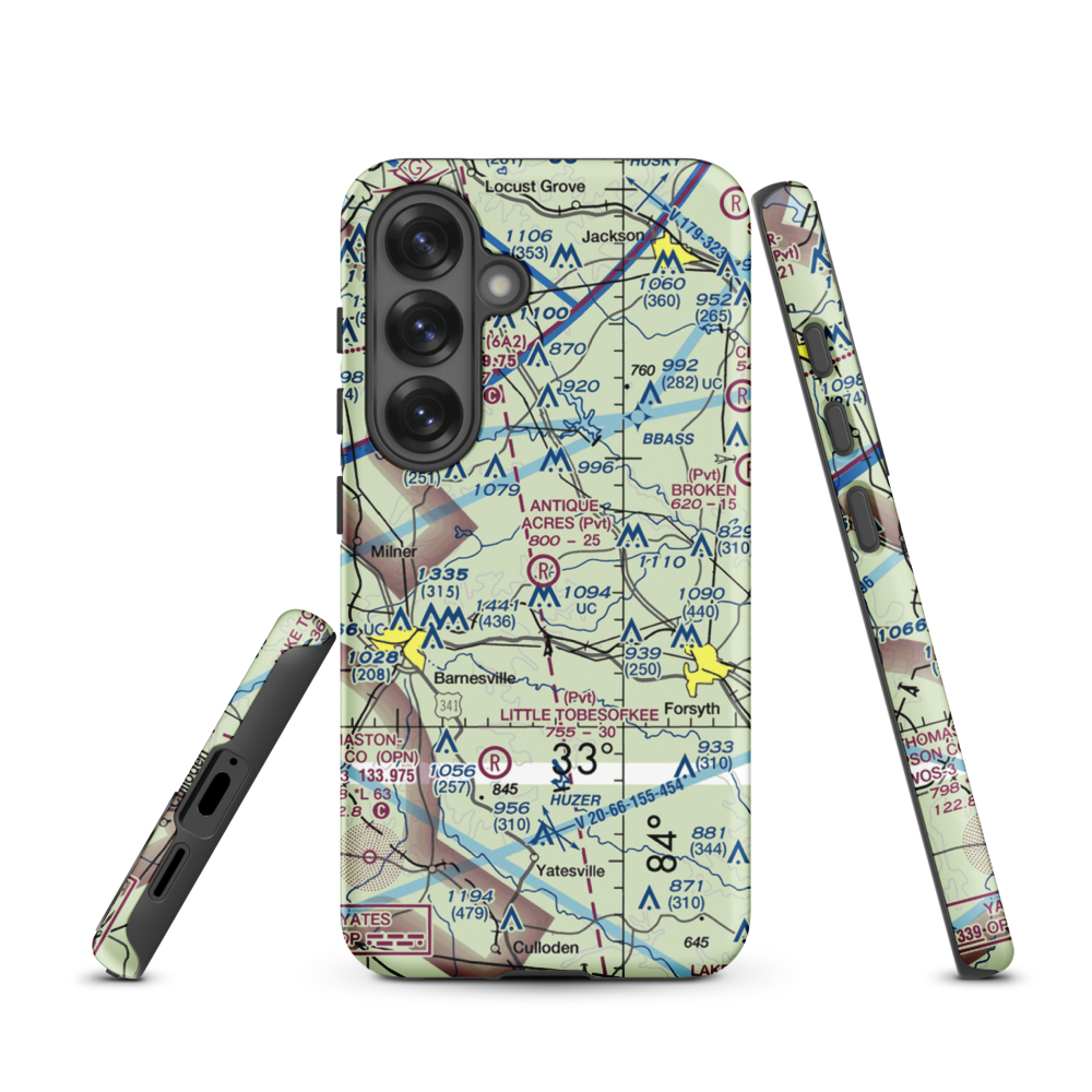 Antique Acres Airport (GA59) VFR Sectional Samsung Phone Case Samsung Galaxy S25 model shown