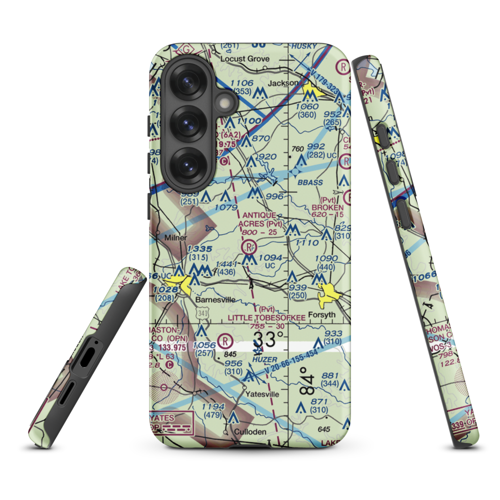 Antique Acres Airport (GA59) VFR Sectional Samsung Phone Case Samsung Galaxy S25 Plus model shown