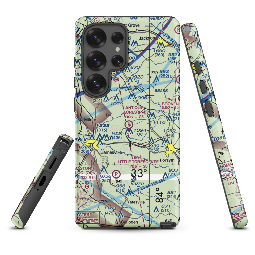 Antique Acres Airport (GA59) VFR Sectional Samsung Phone Case Samsung Galaxy S25 Ultra model shown