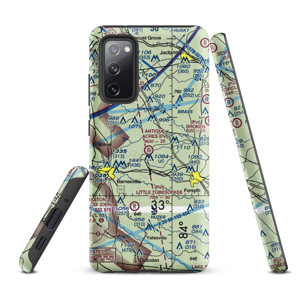 Antique Acres Airport (GA59) VFR Sectional Samsung Phone Case Samsung Galaxy S20 FE model shown