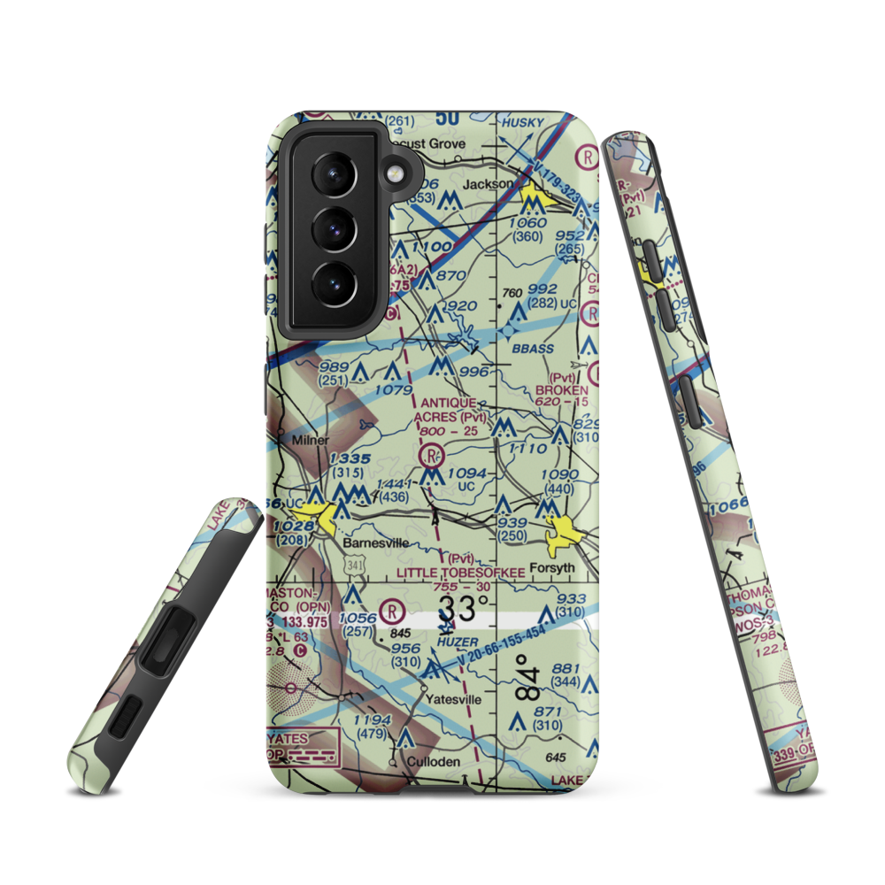 Antique Acres Airport (GA59) VFR Sectional Samsung Phone Case Samsung Galaxy S21 model shown
