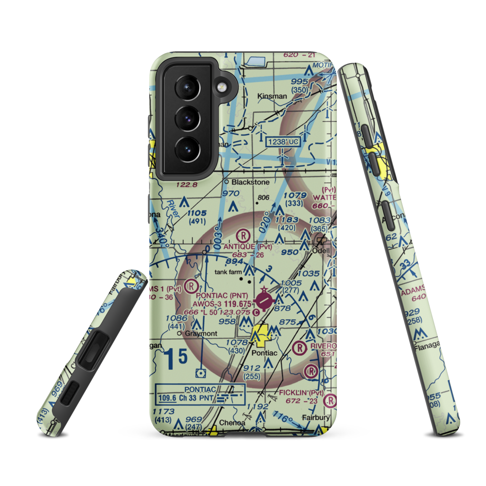 Antique Aerodrome (40IL) VFR Sectional Samsung Phone Case Samsung Galaxy S21 FE model shown