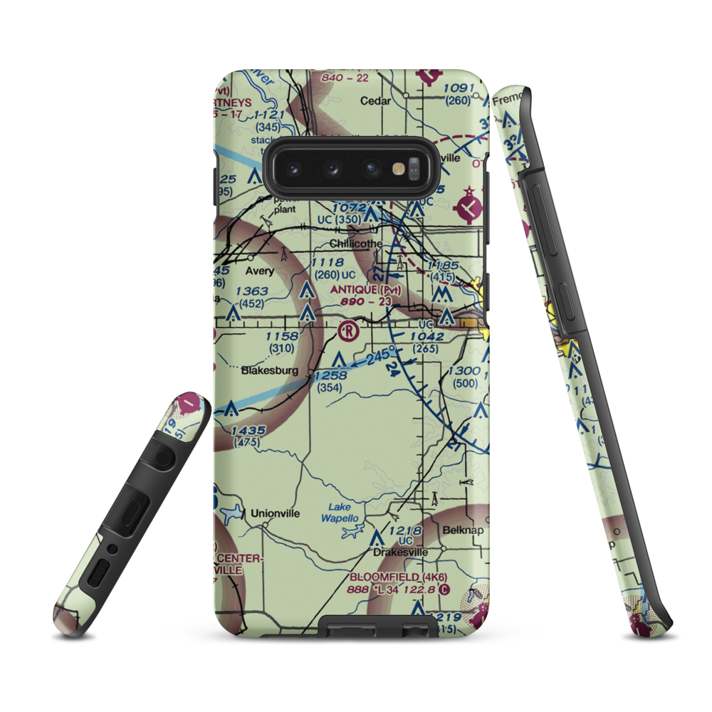 Antique Airfield (IA27) VFR Sectional Samsung Phone Case Samsung Galaxy S10 Plus model shown