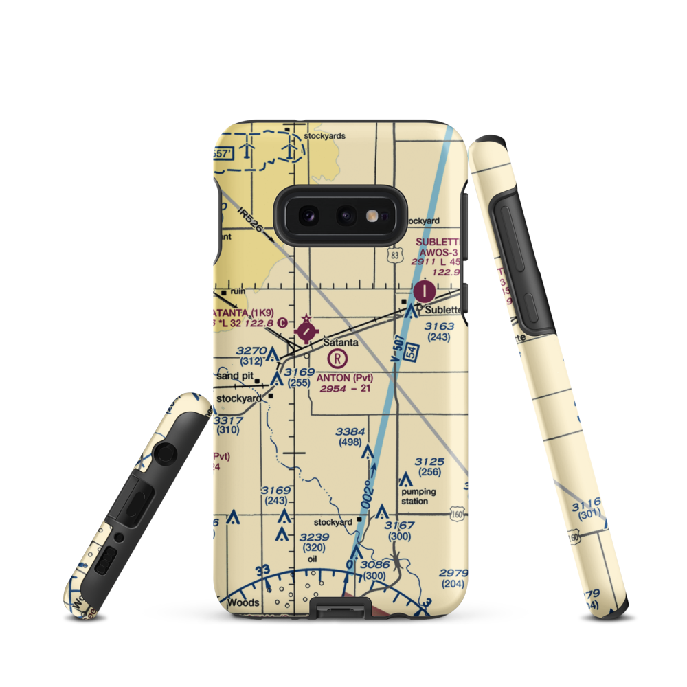 Anton Flying Uv Airport (SN98) VFR Sectional Samsung Phone Case Samsung Galaxy S10e model shown